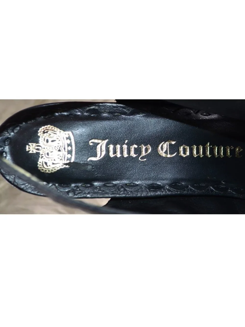 Juicy Couture Leather Front Zip Peep Toe Sling Back Heels Black Size 10